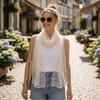 Elegant Embroidered Flower Lace Scarf Lightweight Breathable Mesh Sunscreen Shawl Long Silk Scarf Women