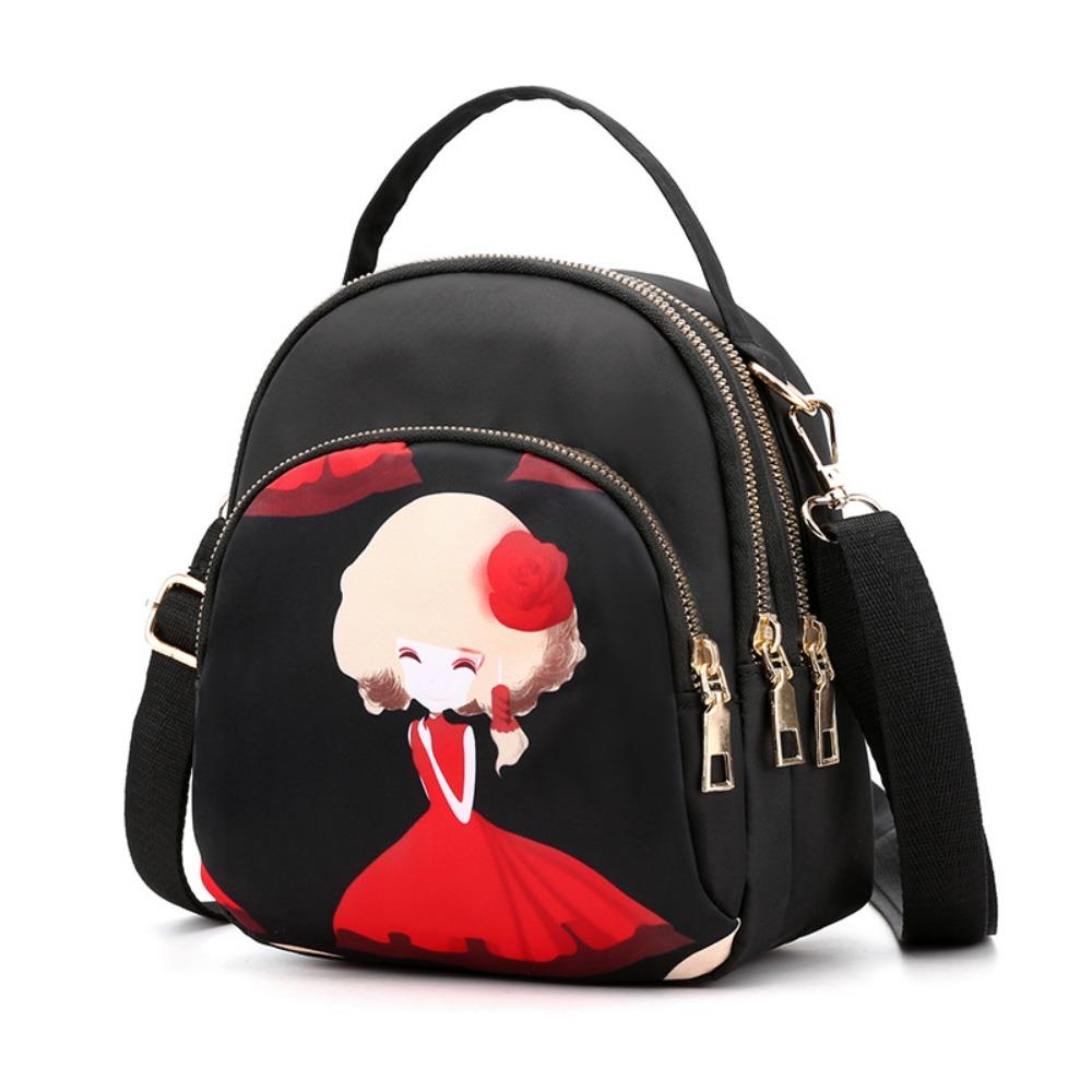 Canvas Nylon Crossbody Bag Zipper Oxford Shoulder Bag Trendy Women Backpack Storage Bag