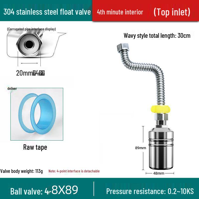 304 Stainless Steel Auto-Stop Water Float Valve for Tank Level Control