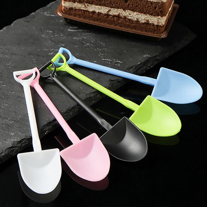 100Pcs Creative Cute Colorful Disposable Plastic Dessert Spoon Ice Cream Fruit Cake Spoon4