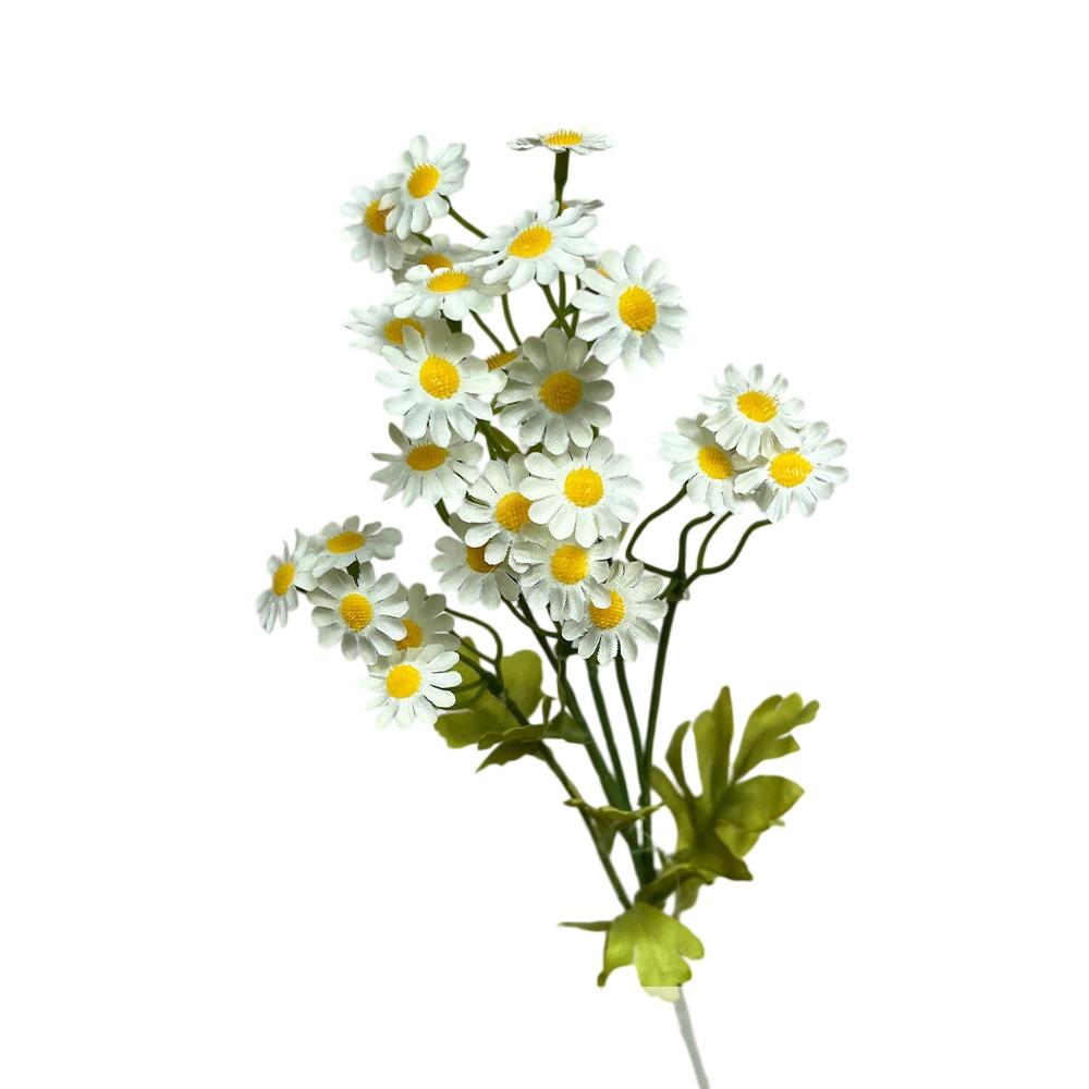 

30 Heads of Chamomile Artifiical Flower Branch Flexible Stems with Green Leaves Simulation Flower 50cm Height белый
