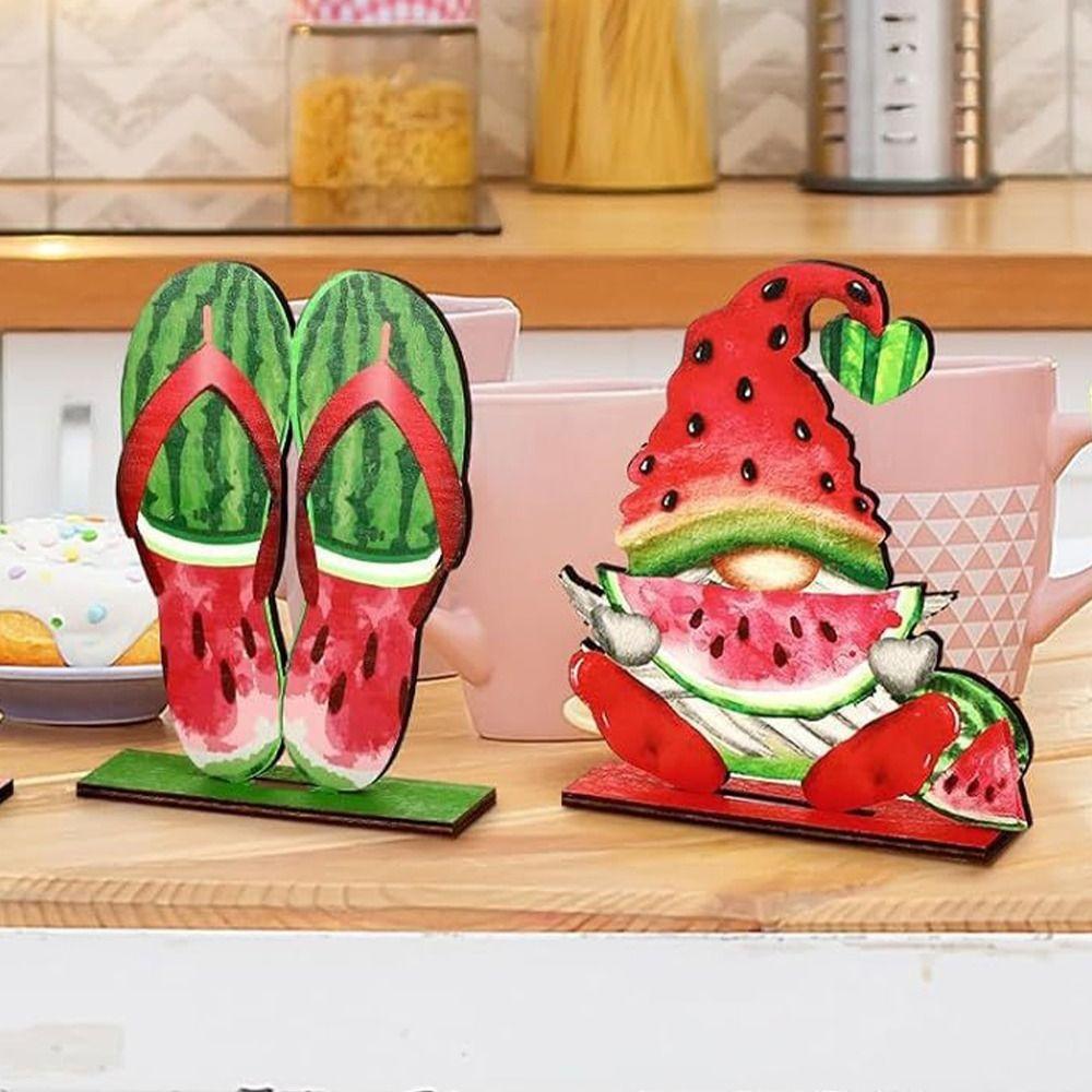 

Funny Wooden Watermelon Sign Handmade Dwarf Fruit Desktop Ornaments Home Decor 6pcs
