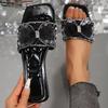 Women Slippers New Fashion Flat Slippers Ladies Rhinestone Slippers Comfort Peep Toe Shoes Outdoor Luxury Sandals Slides Women