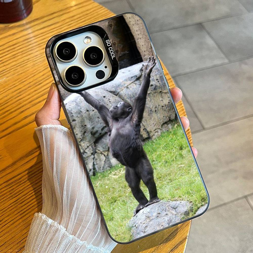 

Обезьяна Горилла Орангутан Смешной Чехол Для Телефона Для iPhone 16 17 15 14 12 13 Pro Max Черный Цвет Ударопрочный Чехол iPhone15pro