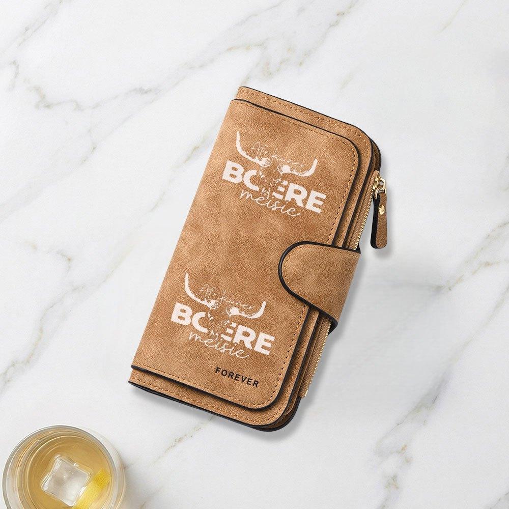 Fashionable Long Wallet with African Cowboy Logo Print Design Eye Catching Multifunctional Portable Coin Purse with Clasp Large Capacity Zippered