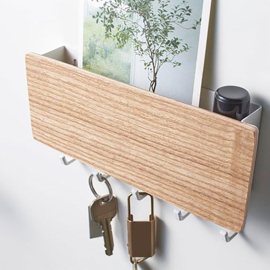 Hallway Wall Holder Wooden Punch Multifunctional Key Holder for Bag Hat Scarf