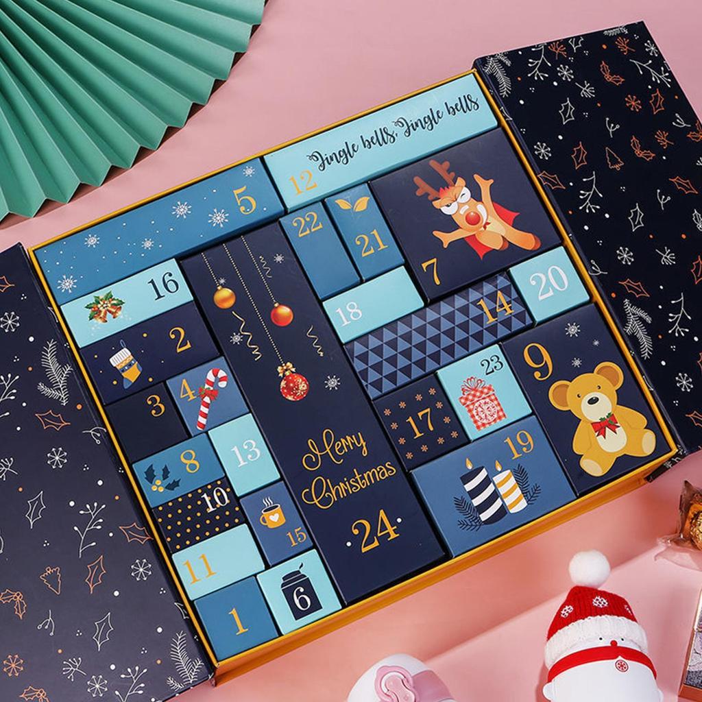 DIY Christmas Fillable Advent Calendar 24 Days Reusable Empty Package Wrap Advent Countdown Calendar Empty Boxes Xmas Gifts
