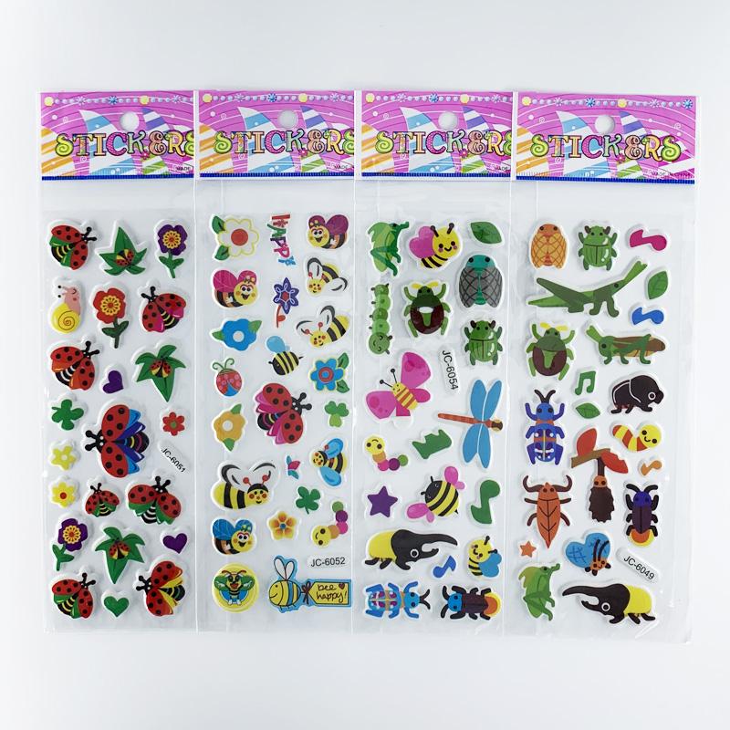 10 Sheets/Set Cartoon Insect Bee Ladybug Sticker Cute 3D Bubble PVC Scrapbooking Stickers for Children Boy Girl Cognitive Toys