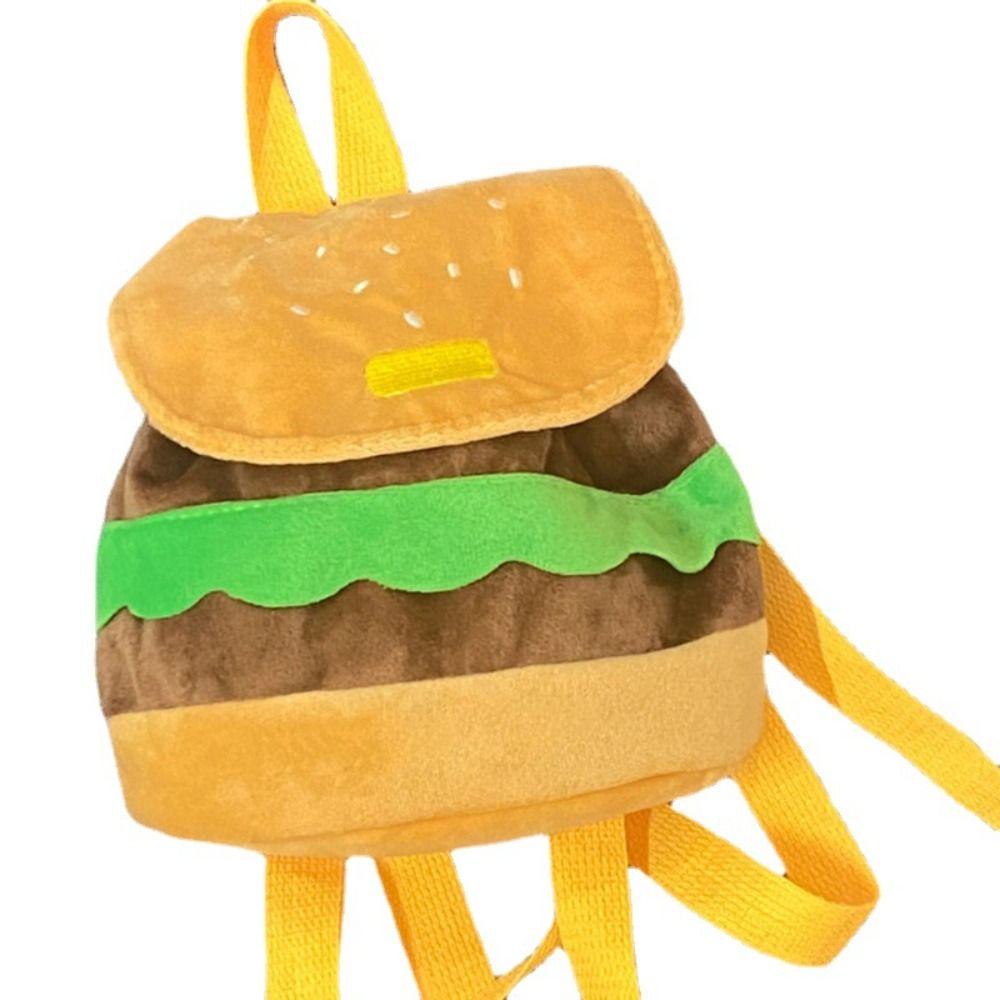 Bags Parent-child Backpack Girls Shoulder Bags Kids Pack Cartoon Burger Bag Kindergarten School Bag Hamburger Plush Backpack