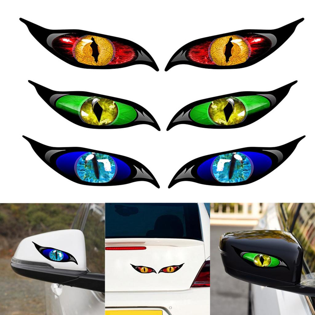 2 bucăți autocolante pentru mașină Evil Eye Zombie Style Decal rezistent la soare și impermeabil pentru oglinda retrovizoare 5*2in
