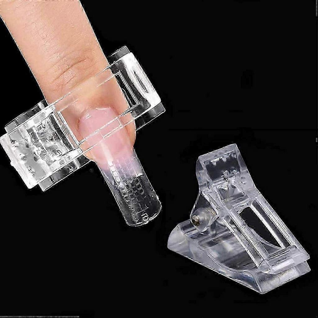 10PCS Nail Tips Clip for Quick Building Gel, Plastic Transparent Nail Clips for Gel Finger Nail Extension UV LED Builder DIY Manicure Clip Clamp Set