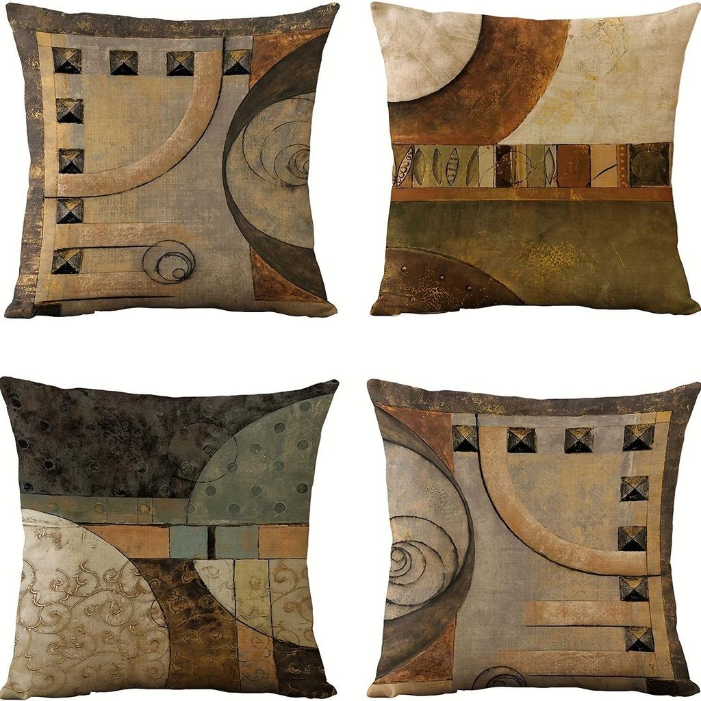 Popular Digital Splicing Geometric Printed Pattern Linen Pillow Case Home Decoration Does Not Include Pillow Core