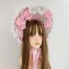 Romance Bonnet Hat Styling Headbands Lace Flower Hairhoop For Women Girl Anime Event Photoshoots And Costume Parties