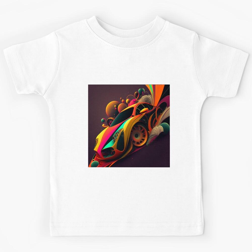 Surreal - Abstract - Neon - Supercar - Custom Digital Art Design Kids T-Shirt 140