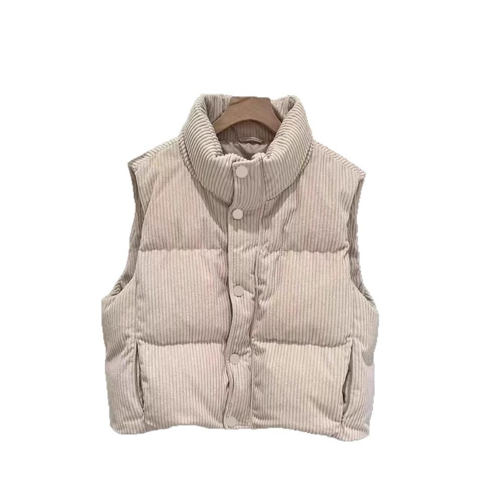 Down cotton clothes vest women's new autumn and winter loose fashion foreign look thin vest stand collar
