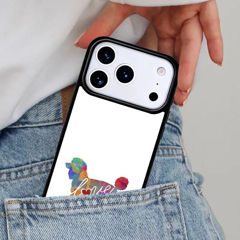 Cartoon Poodles Pattern Phone Case for iPhone 16e 15 14 13 12 17 Pro Max Plus Air 17pro Cover Coque