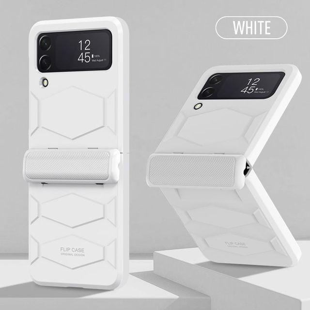 

Для Samsung Galaxy Z Flip 4 металлический шарнир, противоударный защитный чехол с кронштейном, прочный защитный чехол для Z Flip 4 For Galaxy Z Flip 4 белый