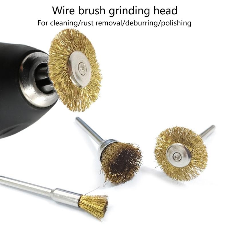 10pcs Copper Wire Wheel Brushes 3mm Mandrel For Precisions Cleaning And Rusts Removal For Metalwork And DIY Projects