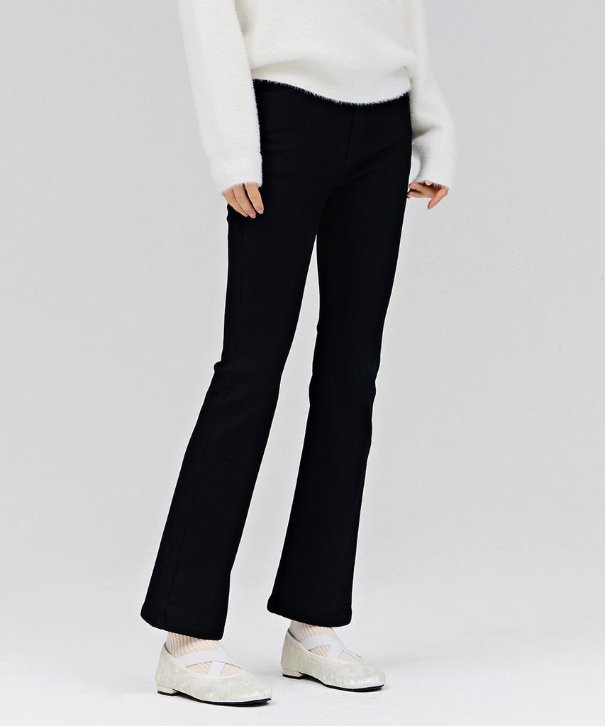 Chase Cult Women'S Bonded Black Hidden Elastic Bootcut Denim Pants - Black