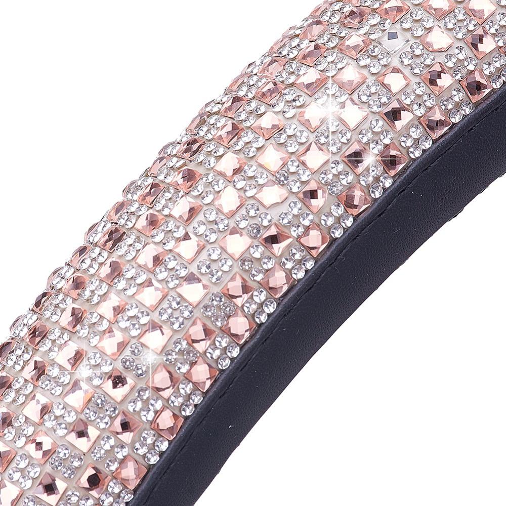 

Роскошный 3D квадратный ромбовидный чехол на руль подходит для 37,5-38 см, ультра блестящие хрустальные чехлы для декора автомобиля и фургона, автостиль шампанского