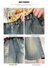 Girls' Summer Denim Wide-Leg Capri Pants - Ripped Korean Style