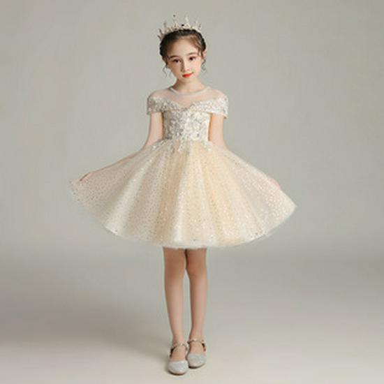 Girls' Fashionable Princess Gown - Puffy Trailing Evening Dress for Catwalk, Party, or Piano Performance