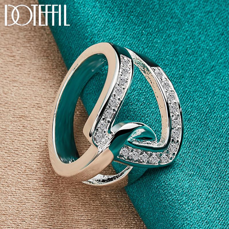 925 Sterling Silver AAA Zircon Ring Fashion Wedding Jewelry