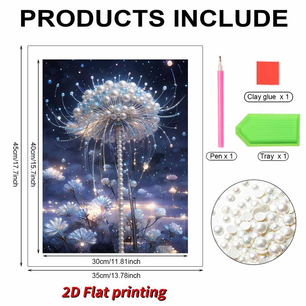 5D Frameless Pearl Painting Dandelion Diy Handmade Sticky Diamond Creative Canvas Art Painting Bedroom Decoration Living Room Hanging Painting