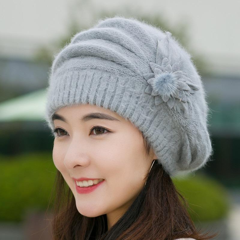 

Модные женские шапки осень-зима креативная вязаная крючком цветочная шапка теплая французская шапка-берет для женщин популярная для холодной погоды One Size