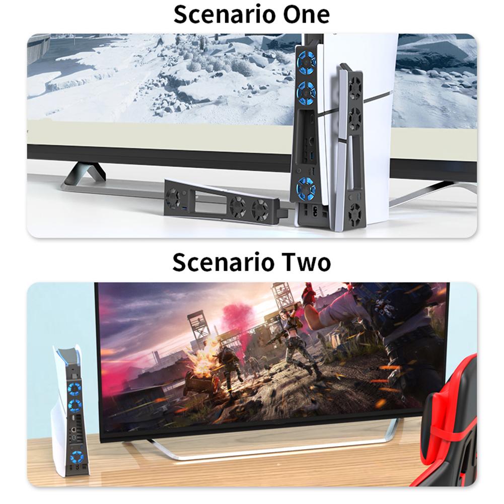 Quiet Cooler Fan for PS5 Slim Console with Adjustable Speed Silent Enhanced Cooling Fan with LED Lights for Playstation 5 Slim