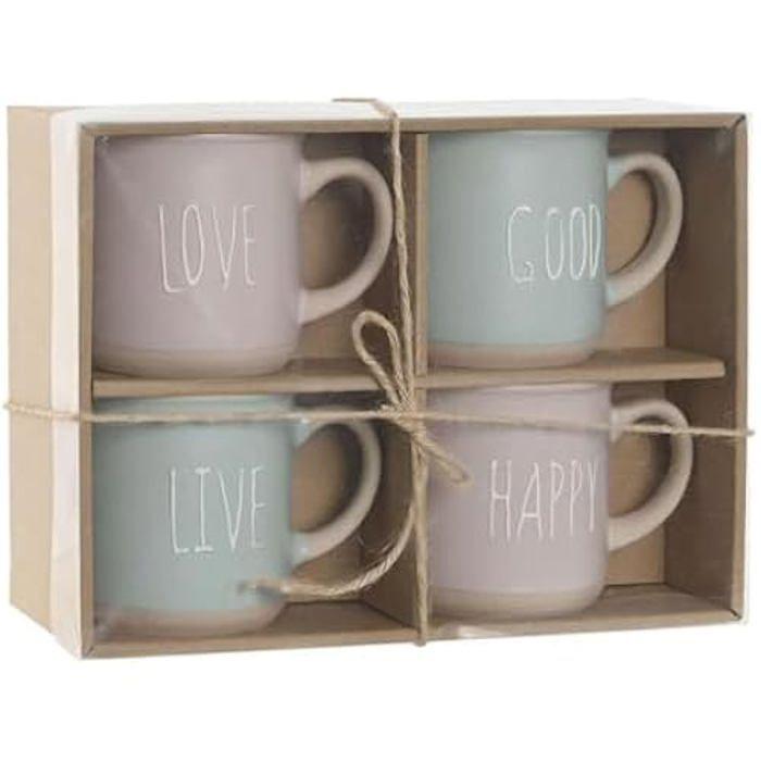 Mug - HOME ESPRIT - Lot de 4 - Multicolore - Grès - Style Urbain