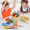 3-in-1 Holz-Farb-Form-Sortierbox Kinder Montessori Spielzeug Sensorisches Zuordnungsspiel Münz-Stab-Becher für Kinder Vorschulerziehung