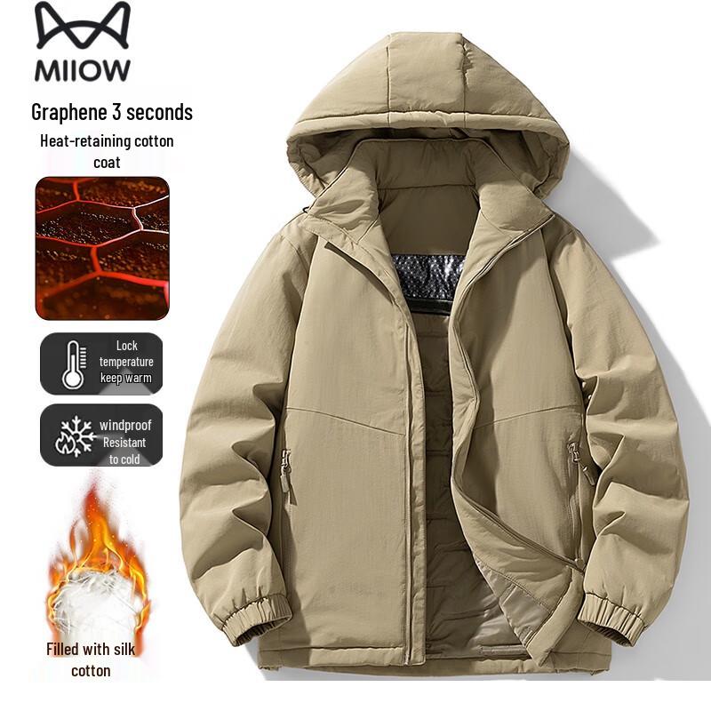 MiiOW Men s Graphene Hooded Winter Cotton Jacket 5XL