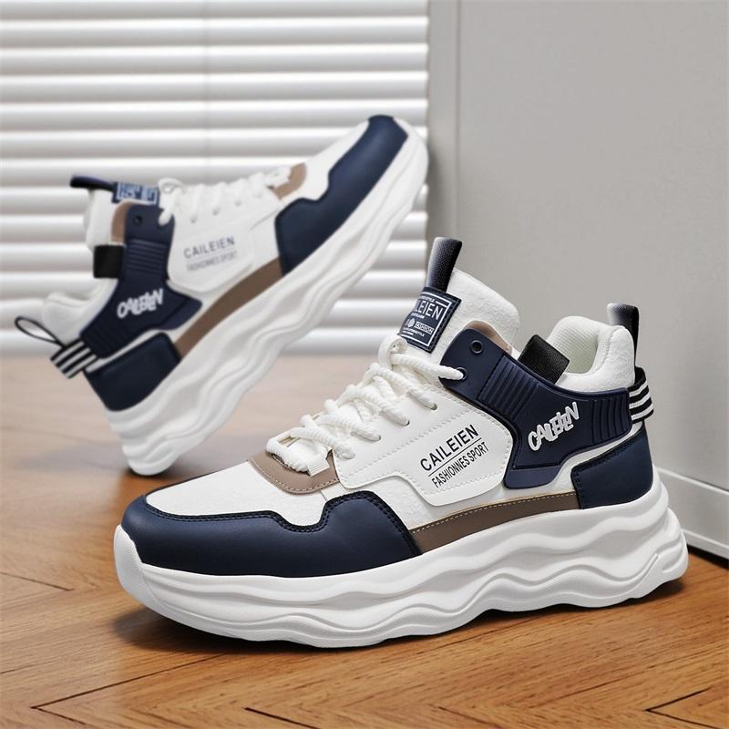 New Men's Shoes Autumn Breathable High-top Sports Shoes for Teenagers Versatile Thick-soled Shoes Walking Work Sneakers for Man