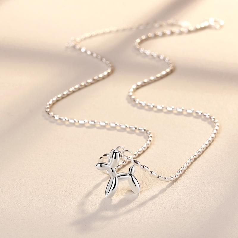 Balloon Dog Necklace Female Korean Niche Cute Exquisite High Design Sense Puppy Pendant Collarbone Chain