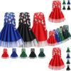 Stylish Women's Christmas Costume Midi Dress With Charming Santa Bow And Elegant A-line Design