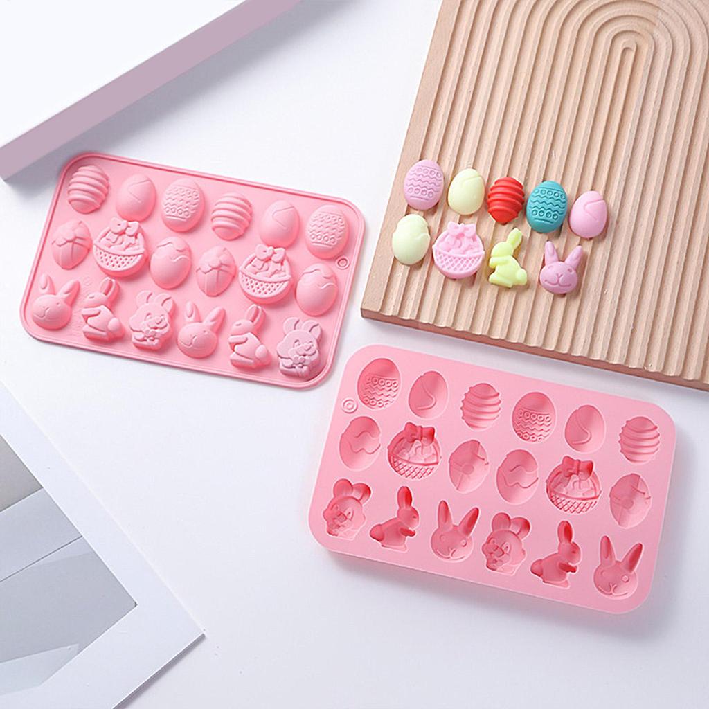 Easter Silicone Mold Cake Chocolate Cookie Baking Mould Rabbit Colored Holiday Easter Decoration Kitchen Bakeware Tools