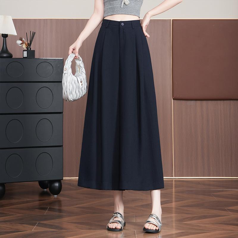 Fashion and Thin and Drape Casual Nine-point Wide-leg Pants Women's 1116 Summer Thin High-waisted Versatile Loose Straight-leg Pants