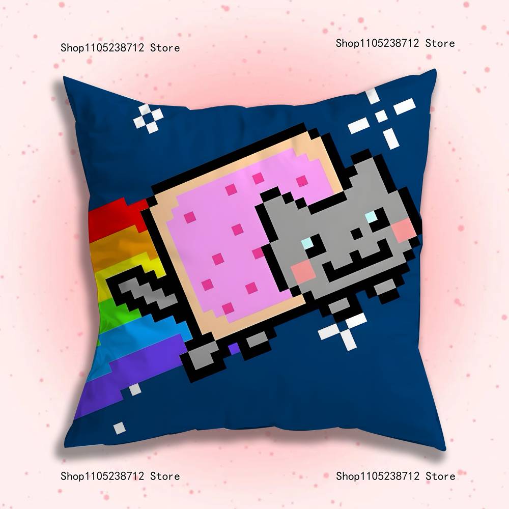 N-Nyan Cat Pillowcase Pillowslip Cushion Plush Boys Girls Cartoon Anime Kawaii Decoration Kids Birthday Cute Gifts