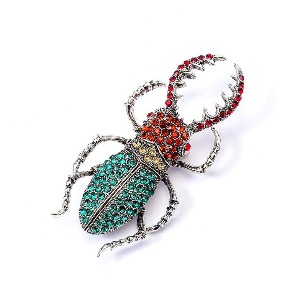 1Pc Beetles Enamel Pin Rhinestone Bugs Brooch Insect Brooches And Pins Scarf Bag Clip Accessories