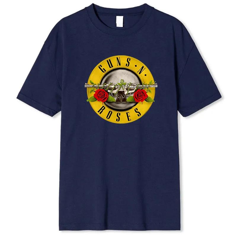 

2024 Summer Men Guns N Roses Printed T-Shirt Cotton Hard Rock Band Men And Women Te Hip Hop Music Clothing M