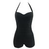Einteiliger Neckholder-Badeanzug Raffung Design Bauchkontrolle Badebekleidung Retro-Stil Boyshort-Hose