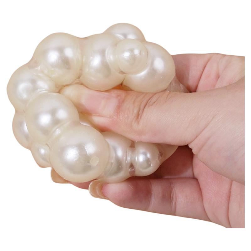 Pearl Bead Filled Slow Rebound Squishy Ball Soft Hi Texture Stress Relief Hand Squeeze Toy Anxiety Calming Desktop Decor Gift