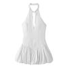 2026 Women's Poplin Halter Neck Balloon Silhouette Short Dress