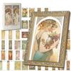 [50 Postkarten] „50 Meisterwerke von Alphonse Mucha“ Kunstpostkarten zur Innendekoration [50 Postkarten] mit exklusivem Rahmen-Set | Goldener Rahmen