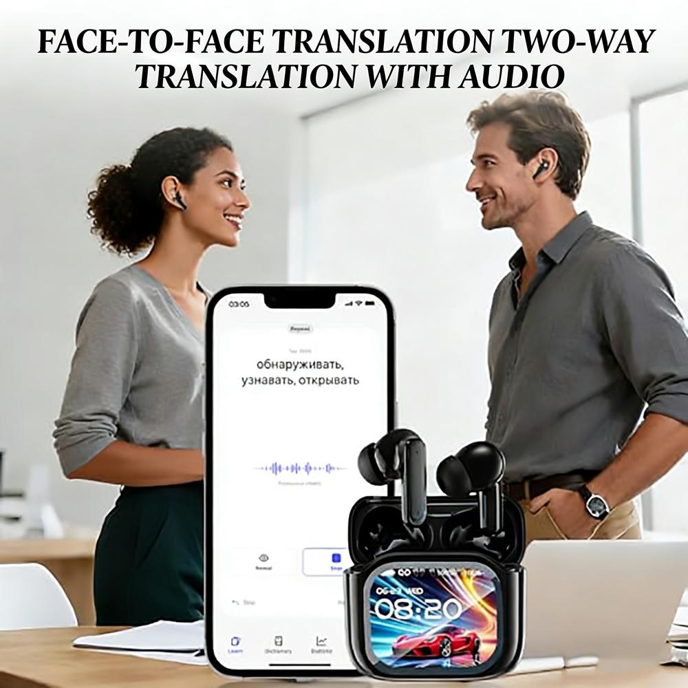 AI Translation Bluetooth V 5.4 Interactive Screen ANC Noise-cancelling Wireless Headphones Are Suitable for Office Sports
