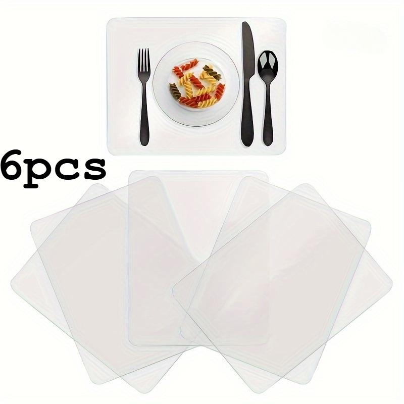 

6pcs Transparent Plastic Table Mats – Table Protectors Multi-Functional, Protects Surfaces from Scratches and Stains 28x43cm