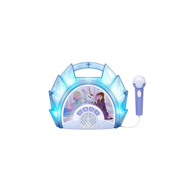 eKids (E-Kids) Girls' Portable Large Stereo Speaker with Microphone, featuring songs from the movie "Frozen". A toy karaoke machine with flashlight,