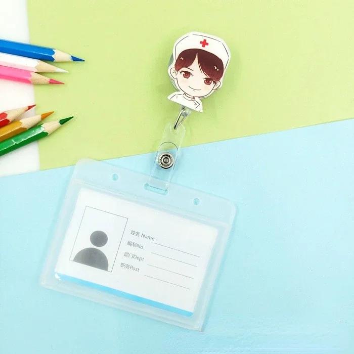 transparent Plastic Doctor Nurse ID Card Sleeve Badge Card Cover Retractable Badge Card Holder cover Protector