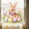 Easter Bunny And Flower Stickers Removable Waterproof Pvc Decals For Living Room Balcony Window Decor Easter Party Decoration